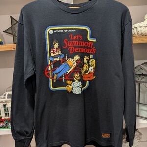 Steven Rhodes Lets Summon Demons Long Sleeve Tee in Black Size Large
